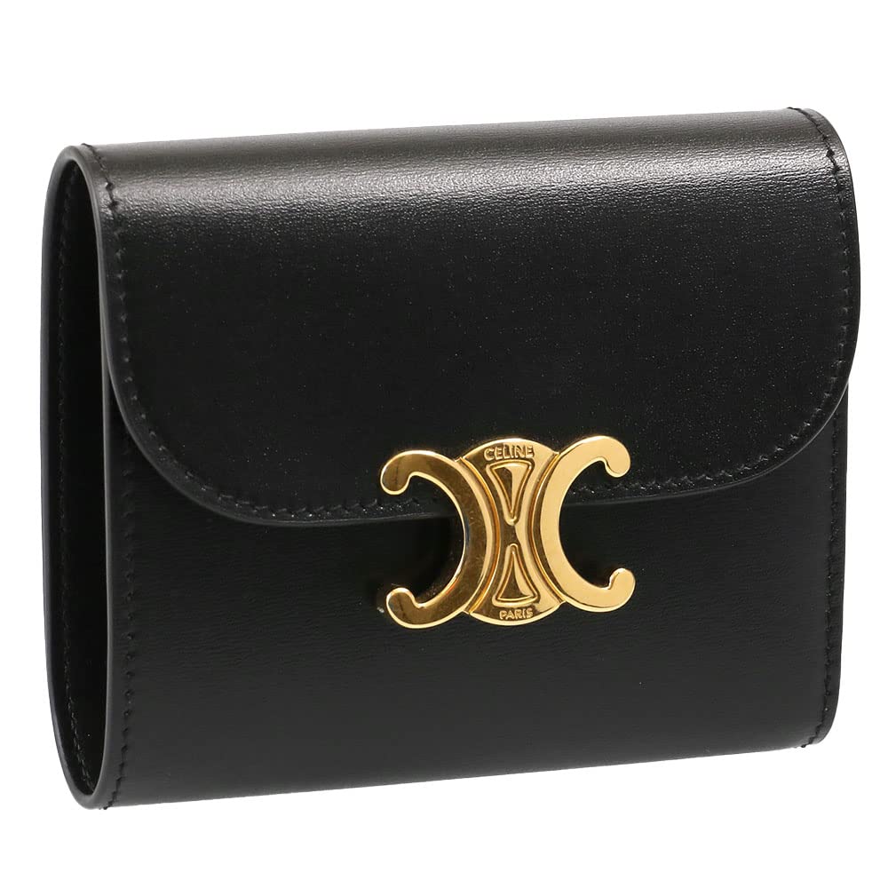 CELINE ブラック 三つ折り財布 トリオンフ CELINE】セリーヌ トリオンフ 3つ折り コンパクト財布 (CELINE